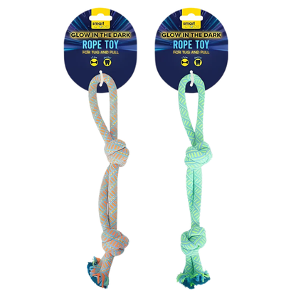 WufWuf & SC Glow in the Dark Double Knot Rope Dog Toy: Blue & Orange