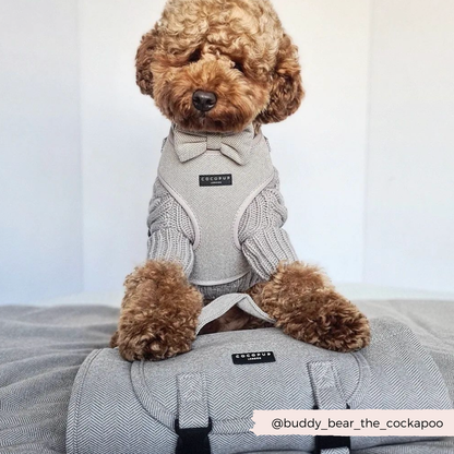 Brown Tweed Adjustable Neck Harness: XXS