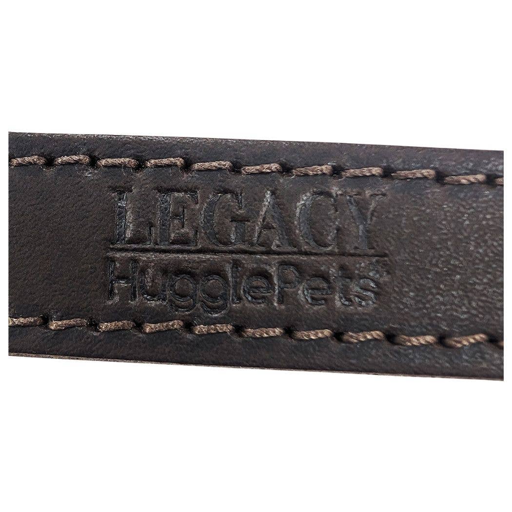 HugglePets Legacy Leather Dog Collar: Khaki / Medium