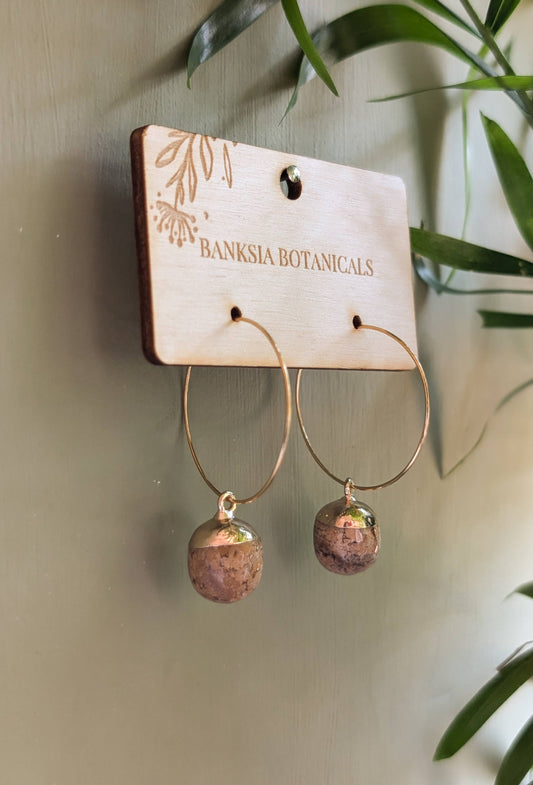 Earthy Stone Hoop Earrings