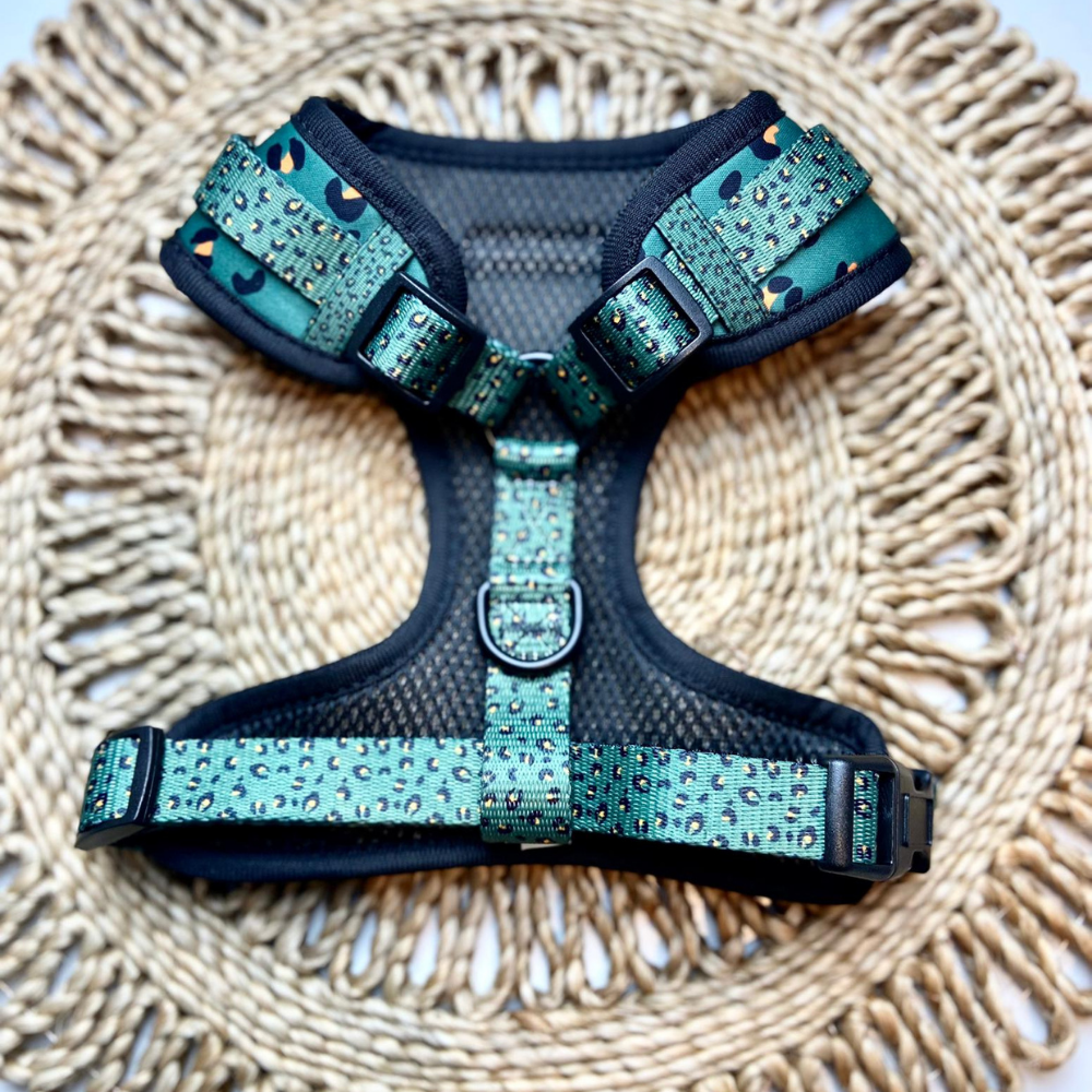 Khaki Leopard Adjustable Neck Harness: XXS