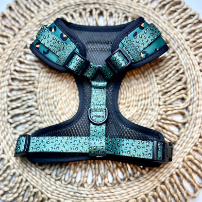 Khaki Leopard Adjustable Neck Harness: XXS