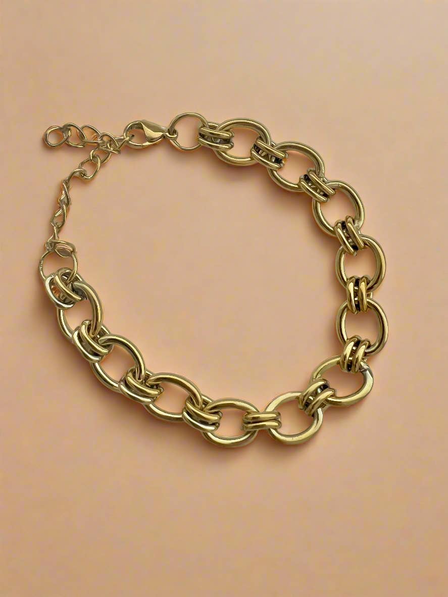 Aurea Link Bracelet 18k Gold Plated Sculptural PVD Chain