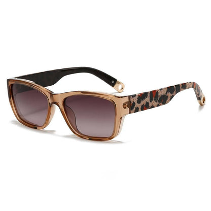 Square Sunglasses with Leopard Print Arms: Black