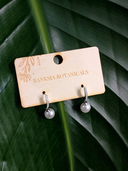 Jewelled Faux Pearl Sterling Silver Huggies
