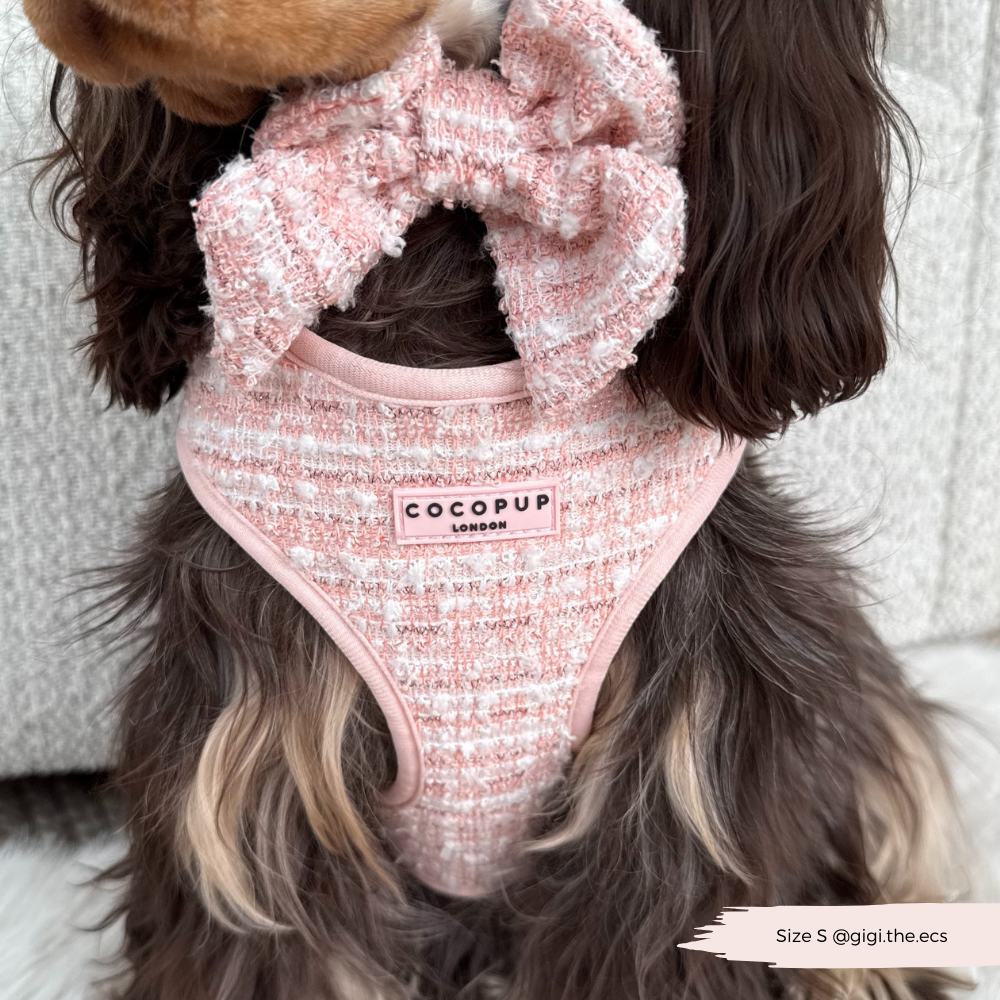 Pink Textured Tweed Adjustable Neck Harness: S