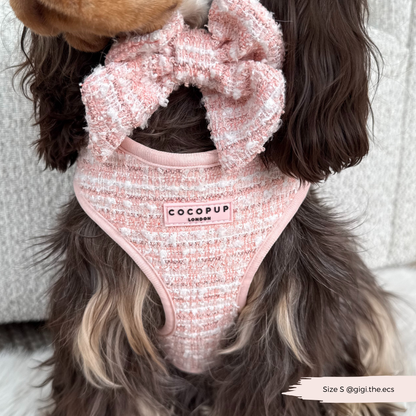 Pink Textured Tweed Adjustable Neck Harness: S
