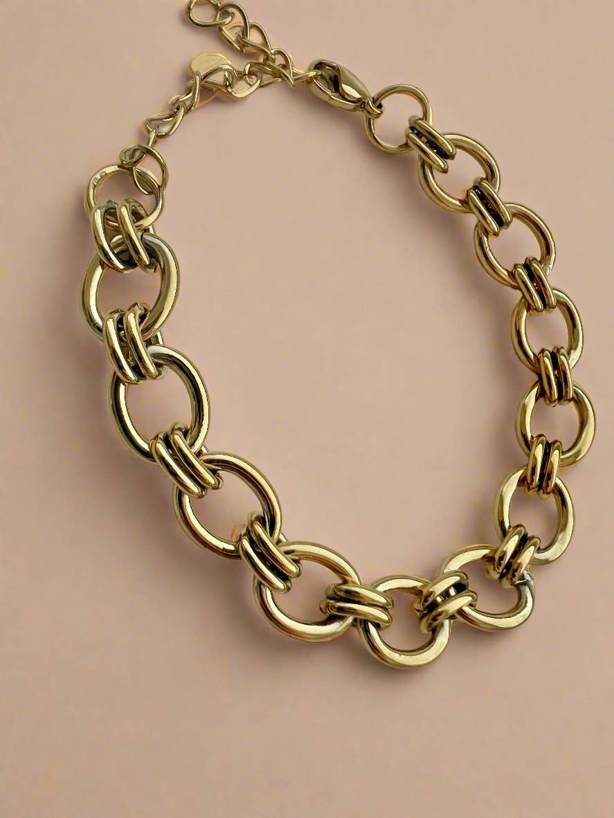 Aurea Link Bracelet 18k Gold Plated Sculptural PVD Chain