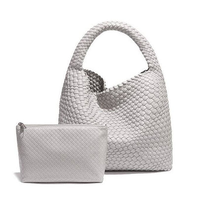 Large Weave Two in One Handbags B1683: Chocolate