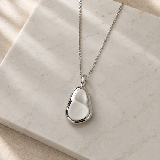Silver Plated Molten Pebble Necklace Modern Jewellery