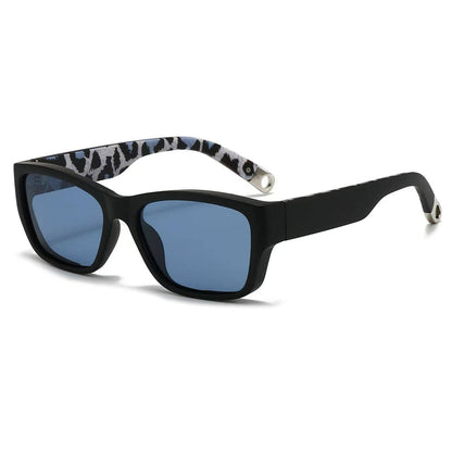 Square Sunglasses with Leopard Print Arms: Black