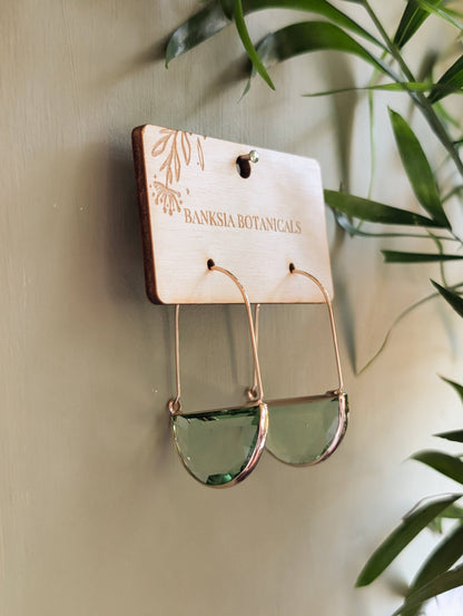 Green Glass Dangle Earrings
