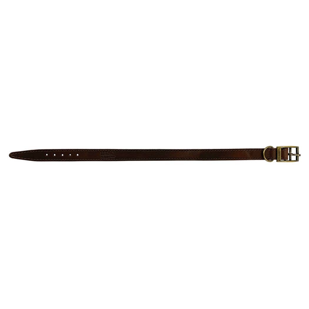 HugglePets Legacy Leather Dog Collar: Khaki / Medium