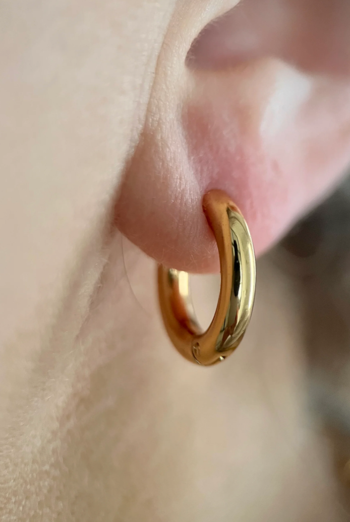 Gold Chubby Huggies Hoops 18k Gold Plated Modern Jewellery
