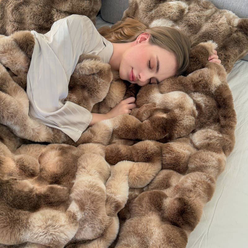 Cosy Faux Fur Sofa Chair Throw Blanket (130cm*160cm) BLK019: Black Mix