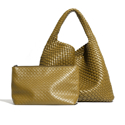 Large Weave Two in One Handbags B1683: Chocolate