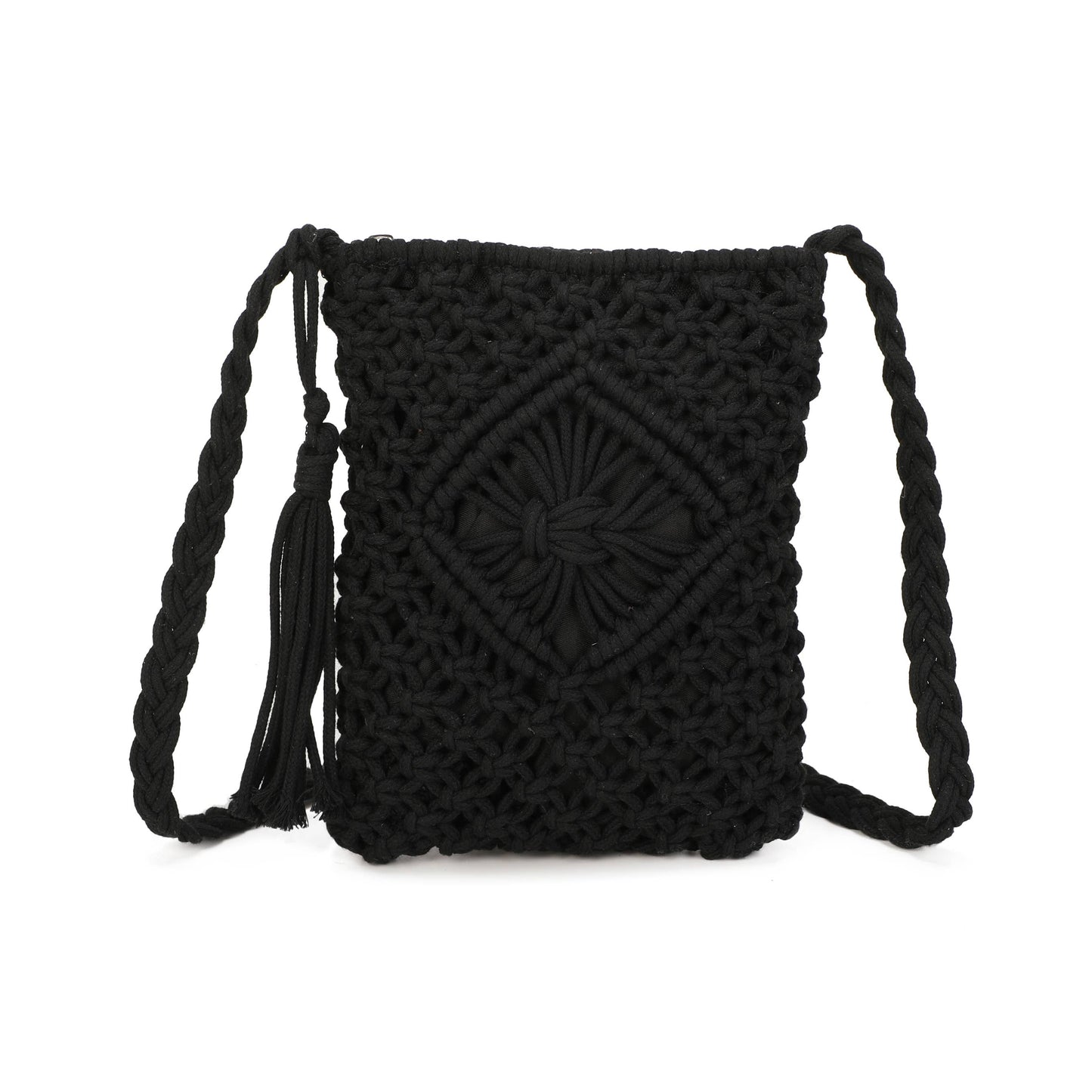 9806 Crochet Crossbody Bag: White