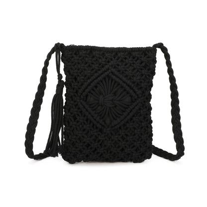 9806 Crochet Crossbody Bag: Khaki