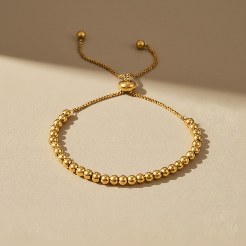 18k Gold Ball Bead friendship bracelet 18k Gold Plated 