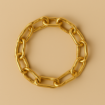 Chunky Organic Sculptural Link Bracelet 18k Gold Plated 