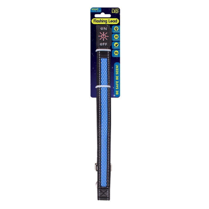 WufWuf Smart Choice LED Flashing Dog Lead 120cm: Blue with white Led
