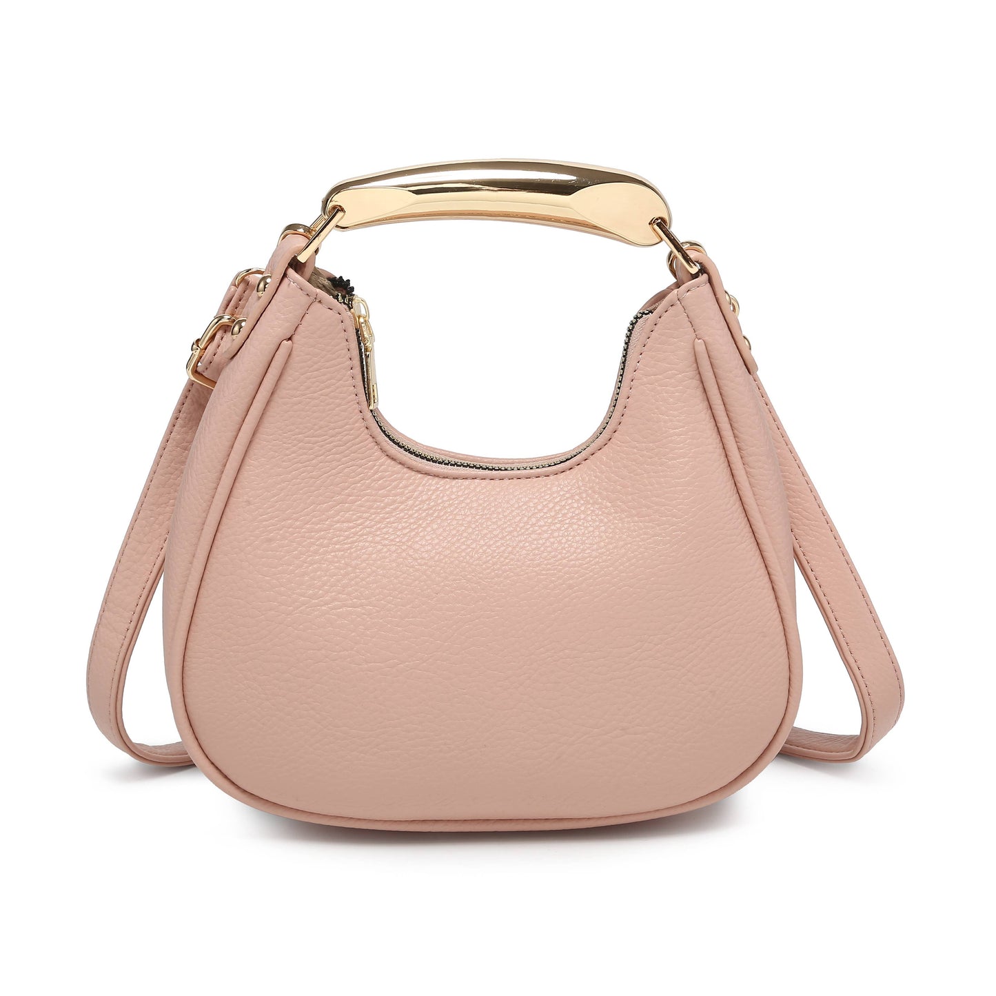 B23052-Top Zip Closure Metal Handle Grab Bag: Olive