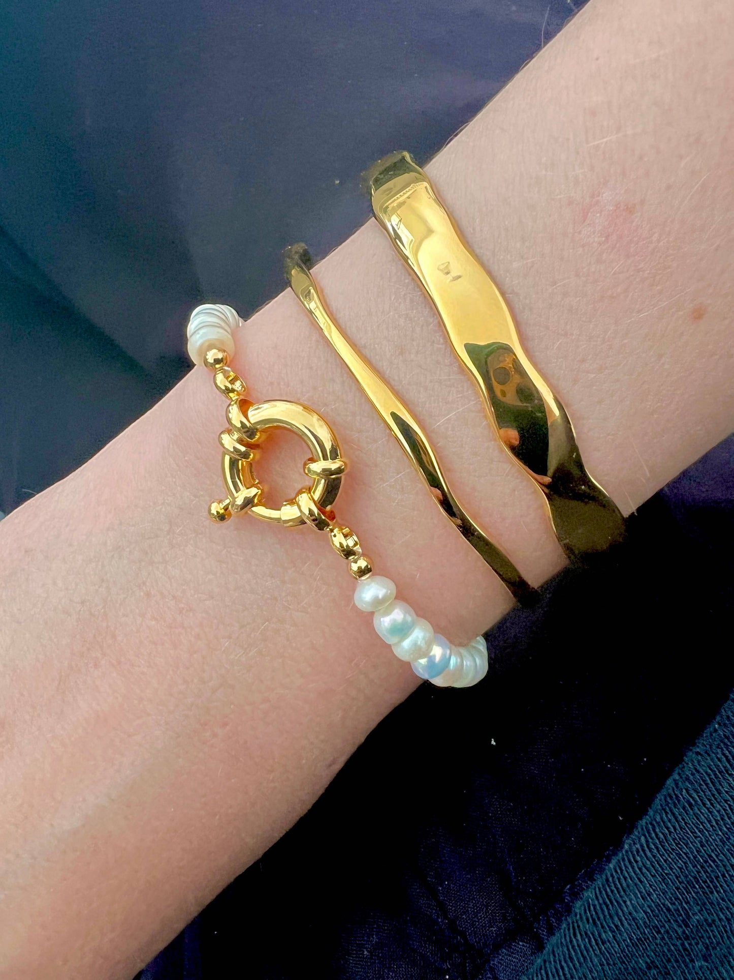 Freshwater Pearl Bracelet 18k Gold Plated Summer Wrist Stack