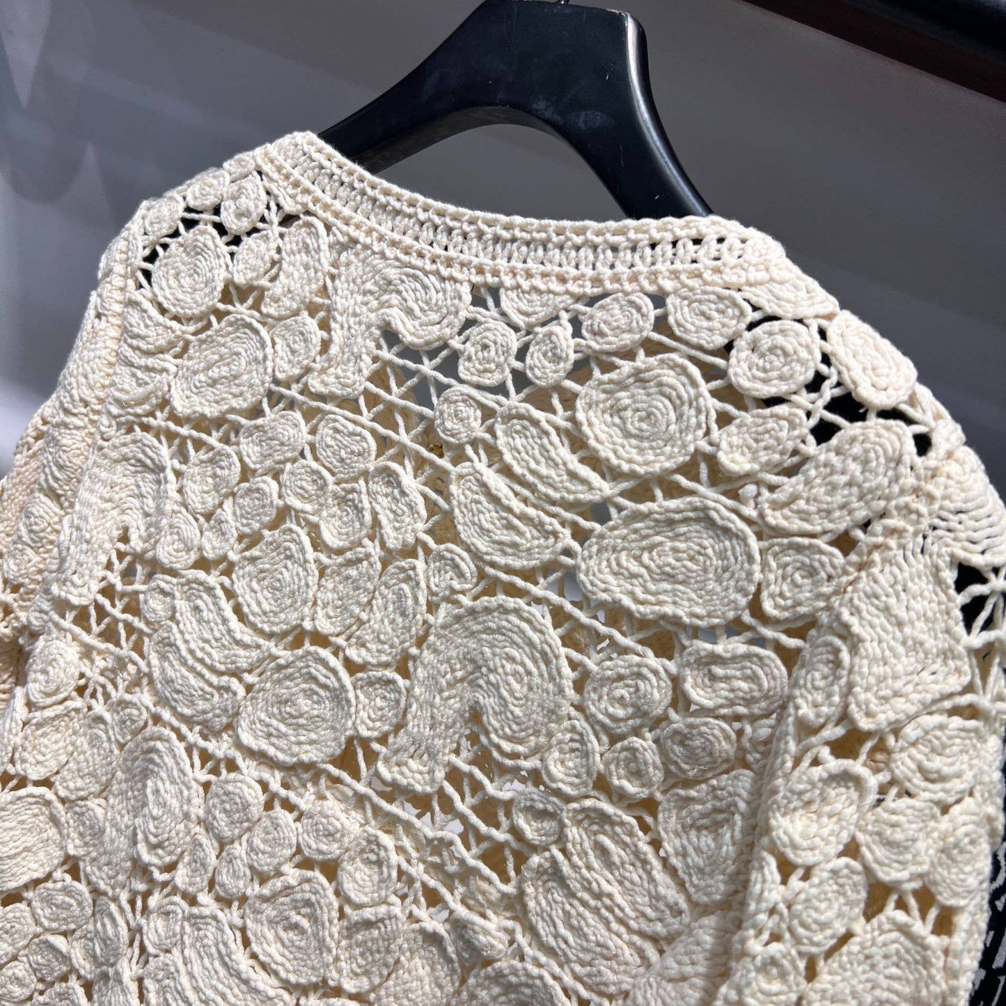 Cream Floral Crochet Cardigan