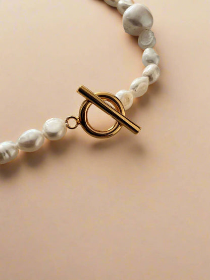 Freshwater Pearl Baroque & Freshwater T Bar Necklace Summer