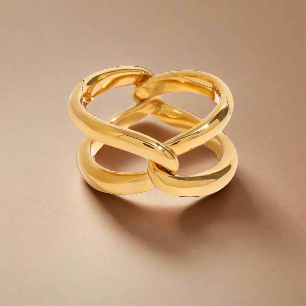 Sculptural Cross Ring 18k Gold Waterproof PVD Jewellery