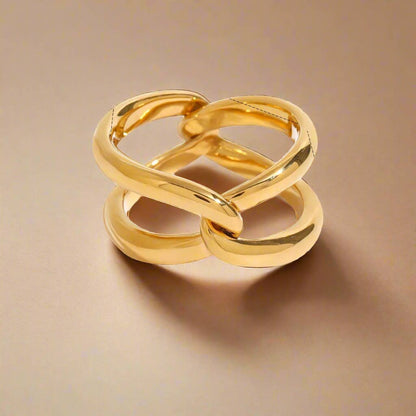 Sculptural Cross Ring 18k Gold Waterproof PVD Jewellery