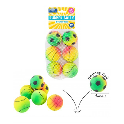 WufWuf & Smart Choice Summer Rainbow Rubber Balls – 6 Pack