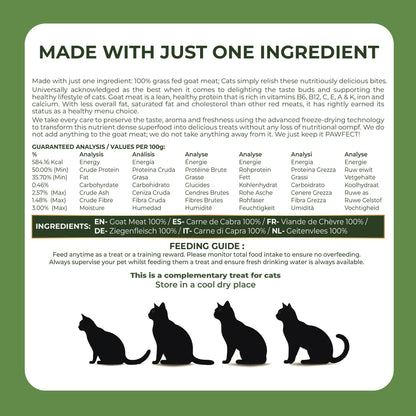 Pawfect Nature's Feast Freeze Dried Cat Treats: Goat Meat: 50g