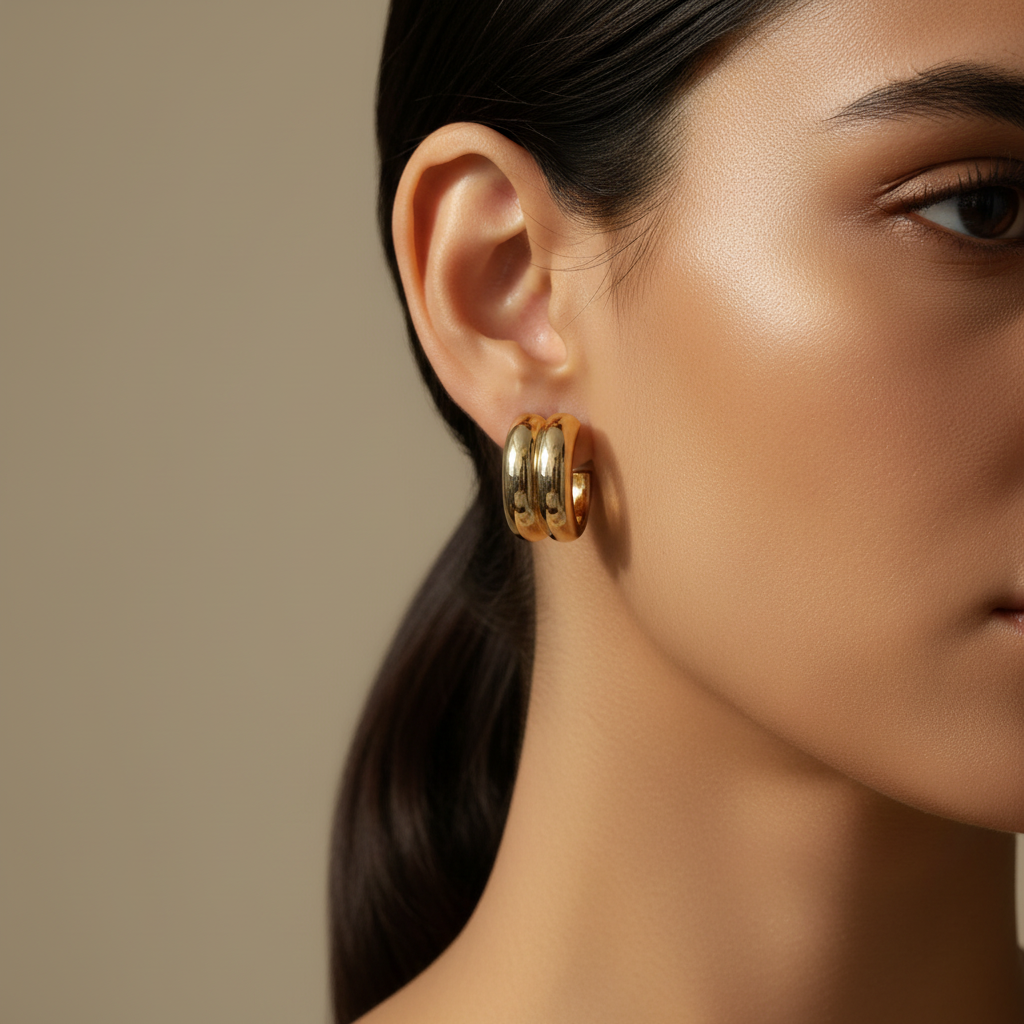 Bold Shiny Hoops 18k Gold Plated Modern Sculptural Trend: 1 unit