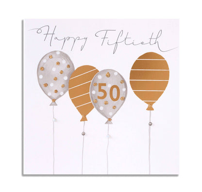 Card - Happy Fiftieth - 4 Balloons