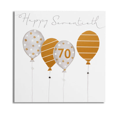 Card - Happy Seventieth - 4 Balloons