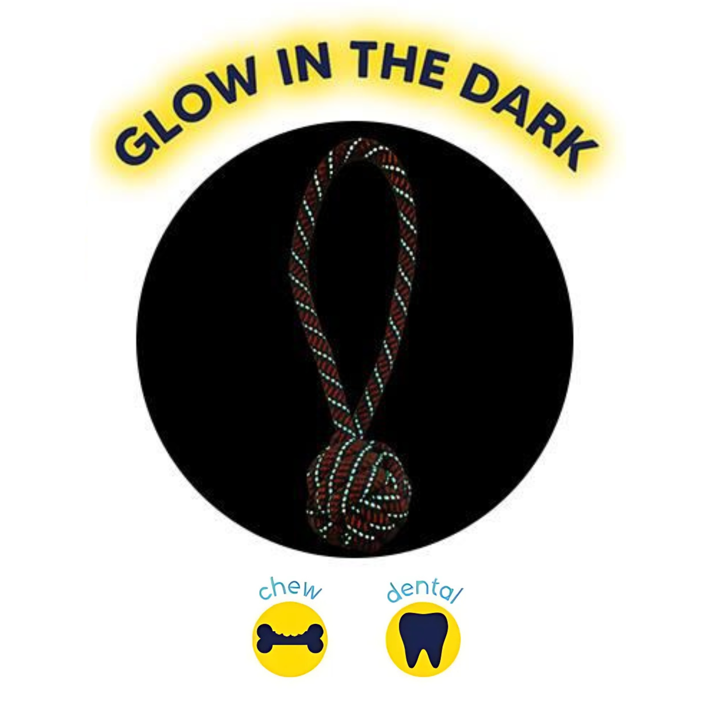 WufWuf & SC Glow in the Dark Double Knot Rope Dog Toy: Blue & Orange