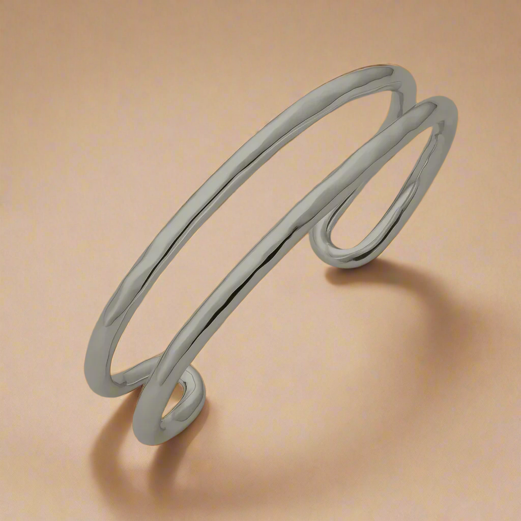 Double Hammered Molten Cuff 18k gold plated or silver plated: Silver