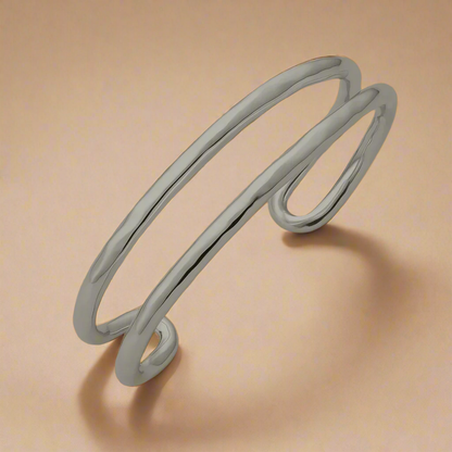 Double Hammered Molten Cuff 18k gold plated or silver plated: Silver