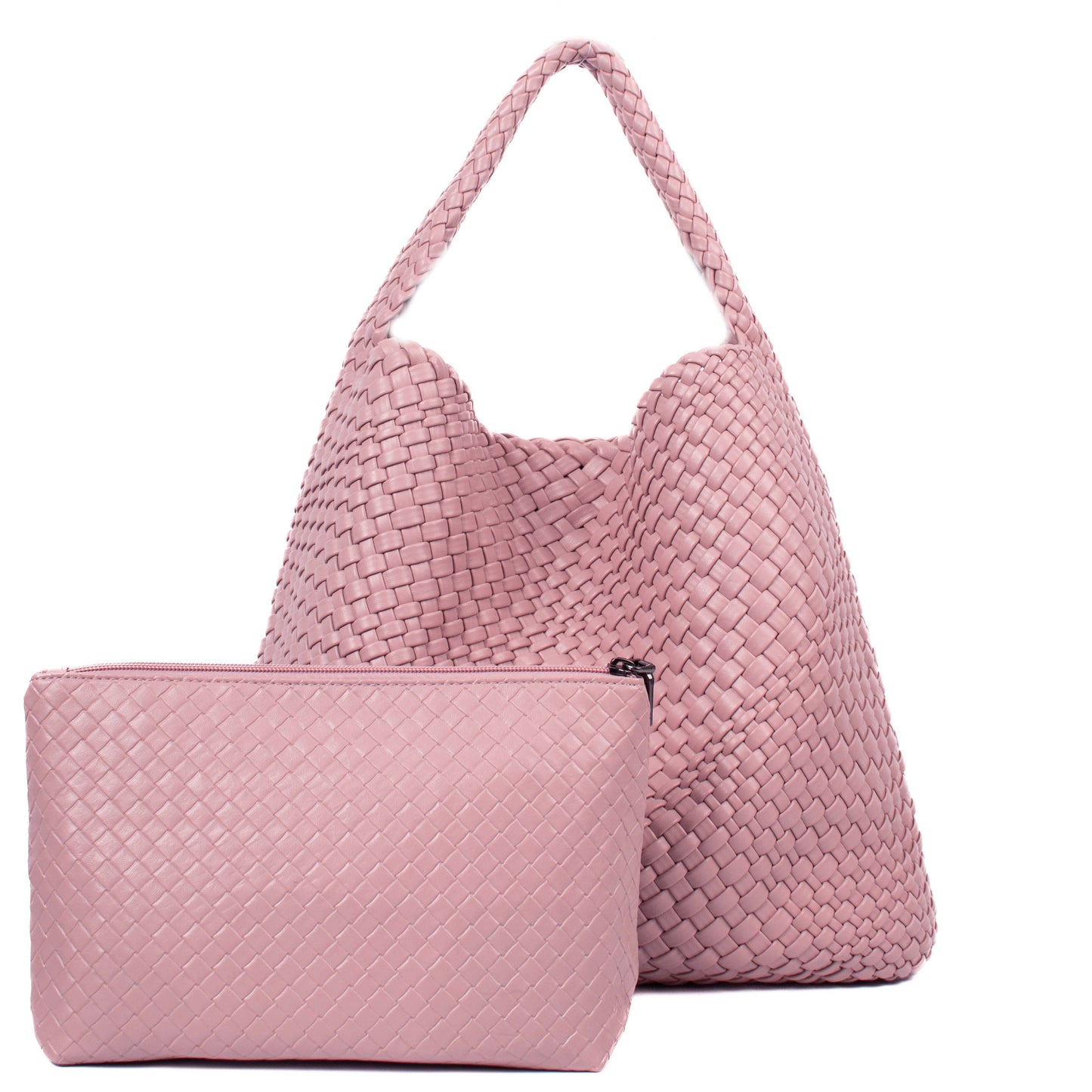 Large Weave Two in One Handbags B1683: Chocolate