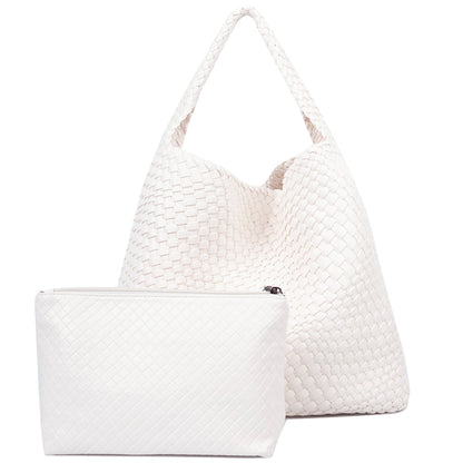Large Weave Two in One Handbags B1683: Chocolate