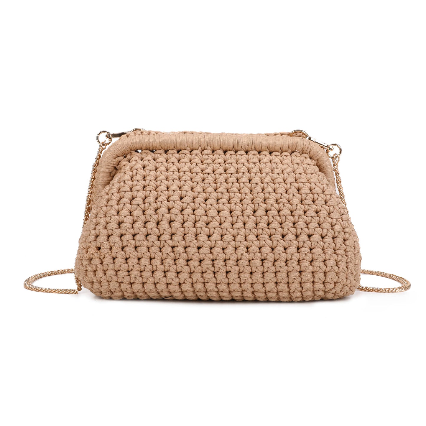 5111 Crochet Metal Clutch with chain: Yellow