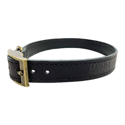 HugglePets Legacy Leather Dog Collar: Khaki / Medium