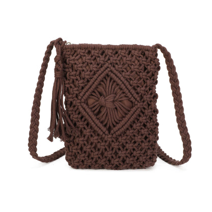 9806 Crochet Crossbody Bag: Beige