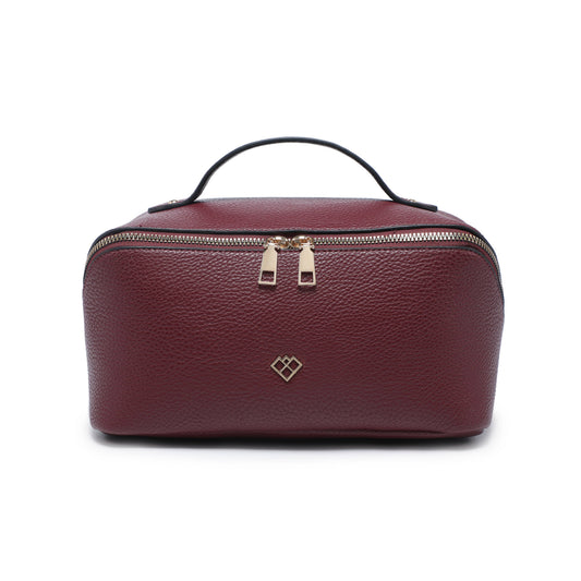 B23055-3 Compartments Waterproof Cosmetic/Makeup Bag: Wine