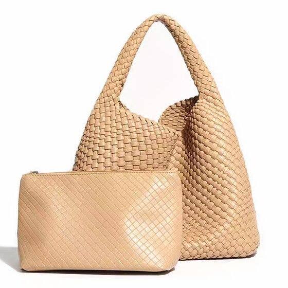 Large Weave Two in One Handbags B1683: Beige