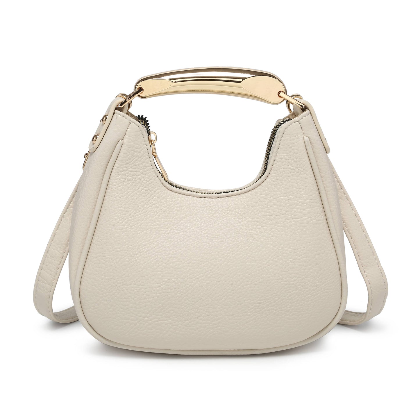 B23052-Top Zip Closure Metal Handle Grab Bag: Olive