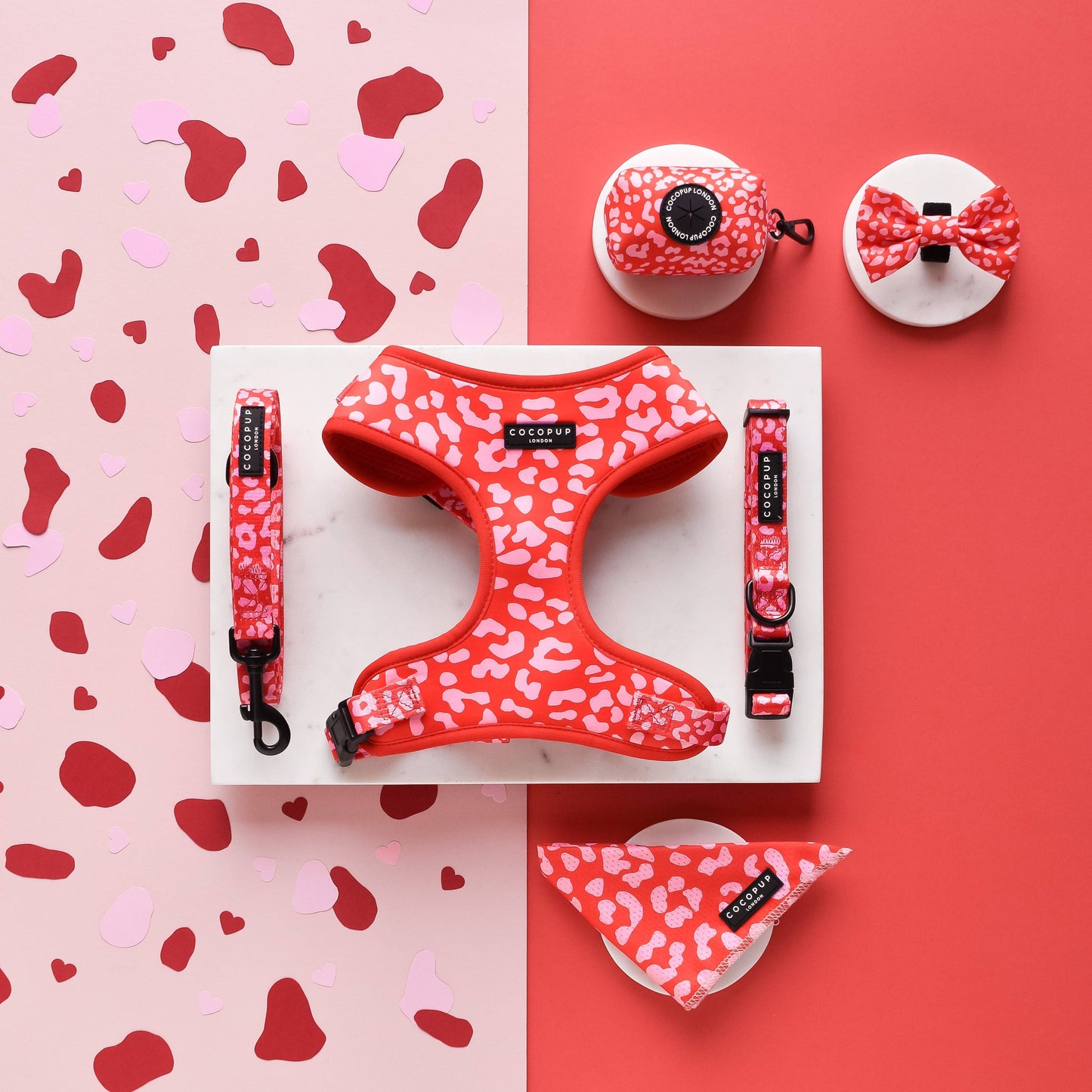 Red & Pink Leopard Collar: Medium