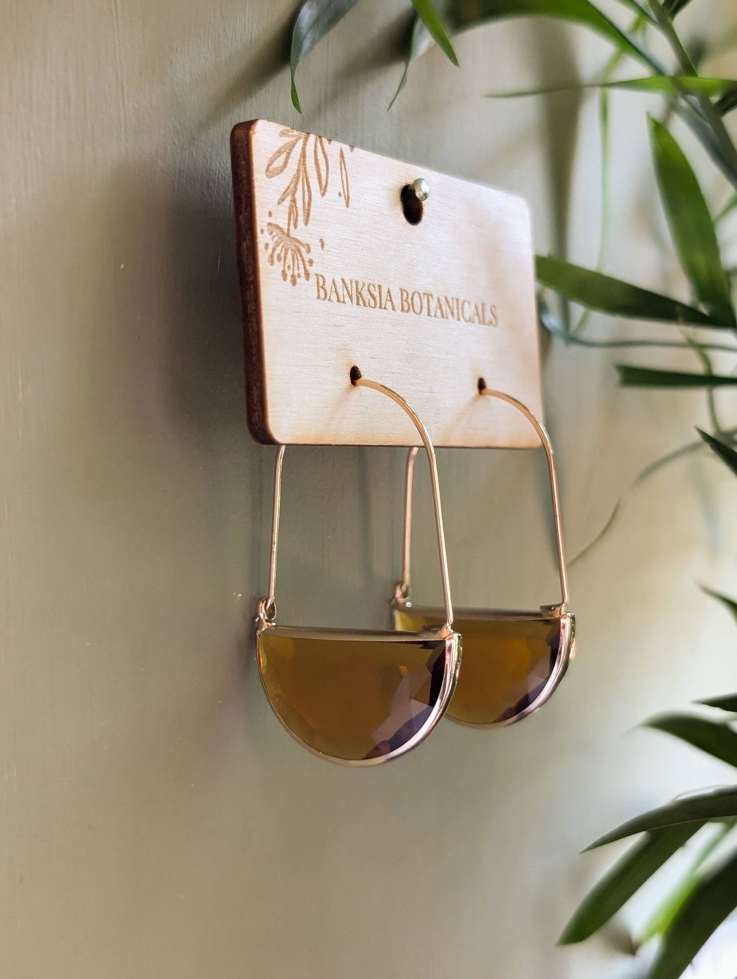 Amber Glass Hoop Earrings