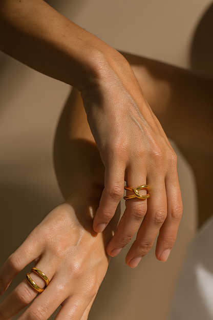Sculptural Cross Ring 18k Gold Waterproof PVD Jewellery